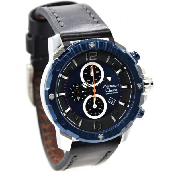 Alexandre Christie AC 6410 Silver Blue Black Leather MCLTUBU